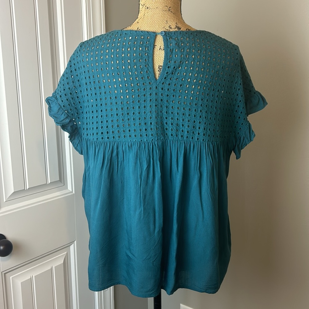 Jodifl small teal eyelet top - Picture 3 of 5